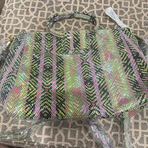 HOBO Vibrant Pink and Green Snakeskin Satchel